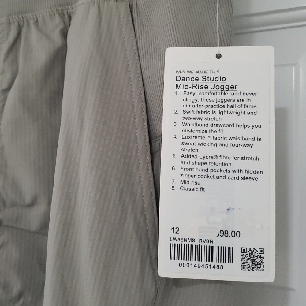 NWT Lululemon Dance Studio Mid-Rise Joggers Sz 12 Riverstone - Picture 5 of 5